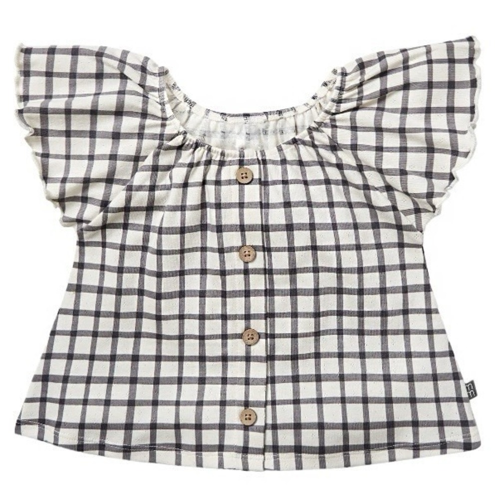 Modern Moments By Gerber Toddler Girl Organic Ruffled Sleeve Faux Button Top New